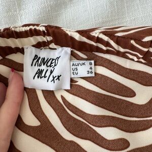 Princess Polly brown/white-cream maxi skirt US 4